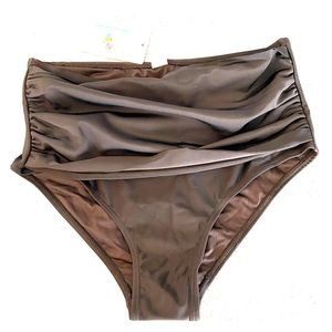 High waisted ruched swim bottoms